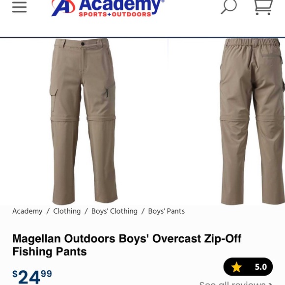 Boys Magellan Convertible Fishing Pants 